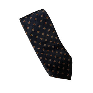 Men's Lancaster Necktie One Size Navy Blue with Red Pattern